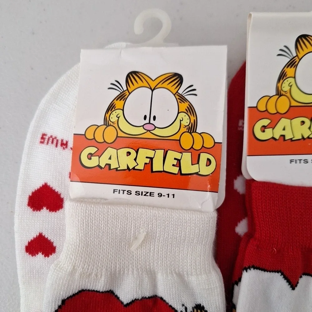 Vintage‎ 1994 GARFIELD THE CAT Women's Crew Socks Valentine's Day Novelty NWT